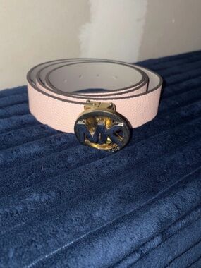 Michael Kors Pale Pink Leather MK Monogram Belt